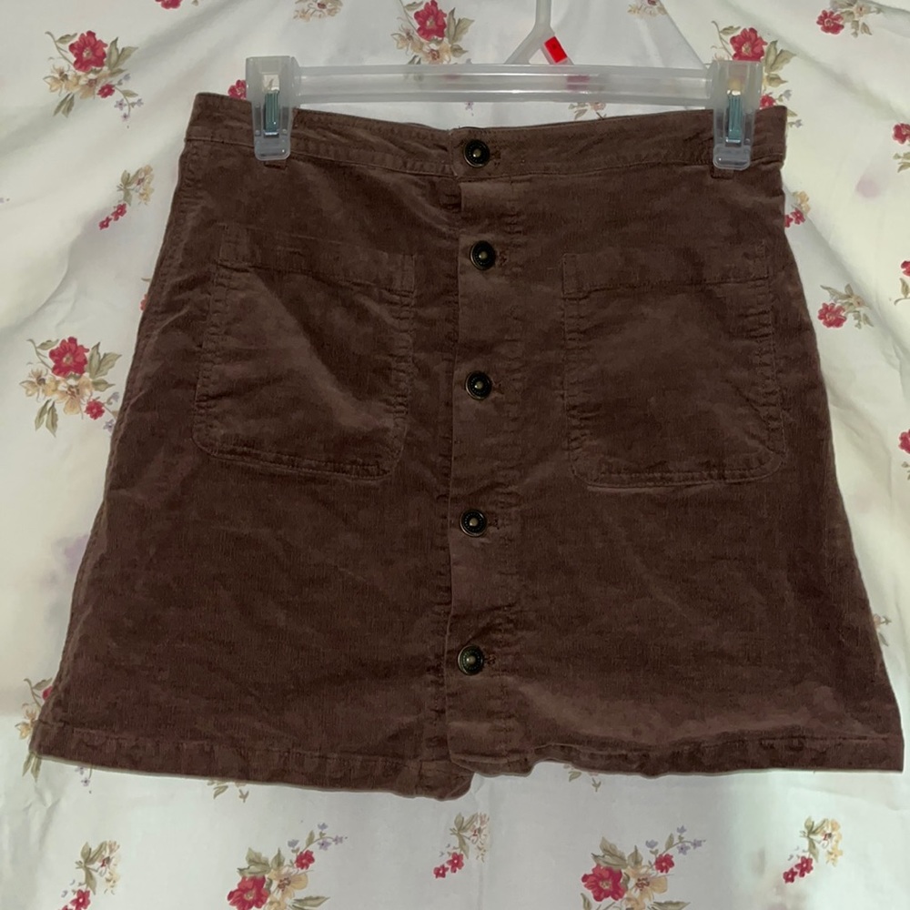 brown button up skirt